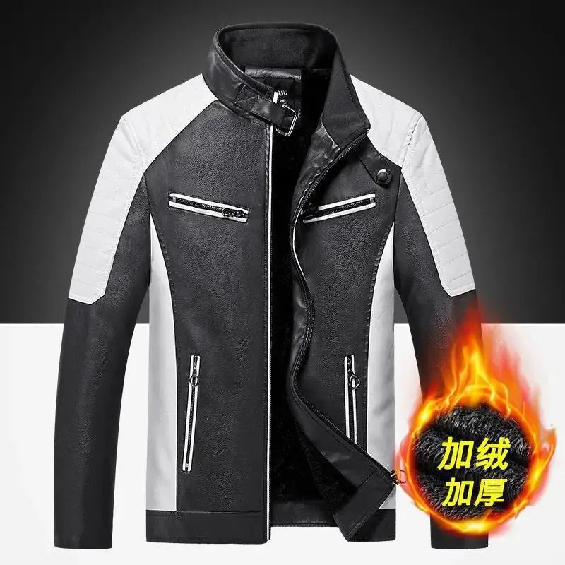 Motorcycle retro patch leather cool windproof jacket