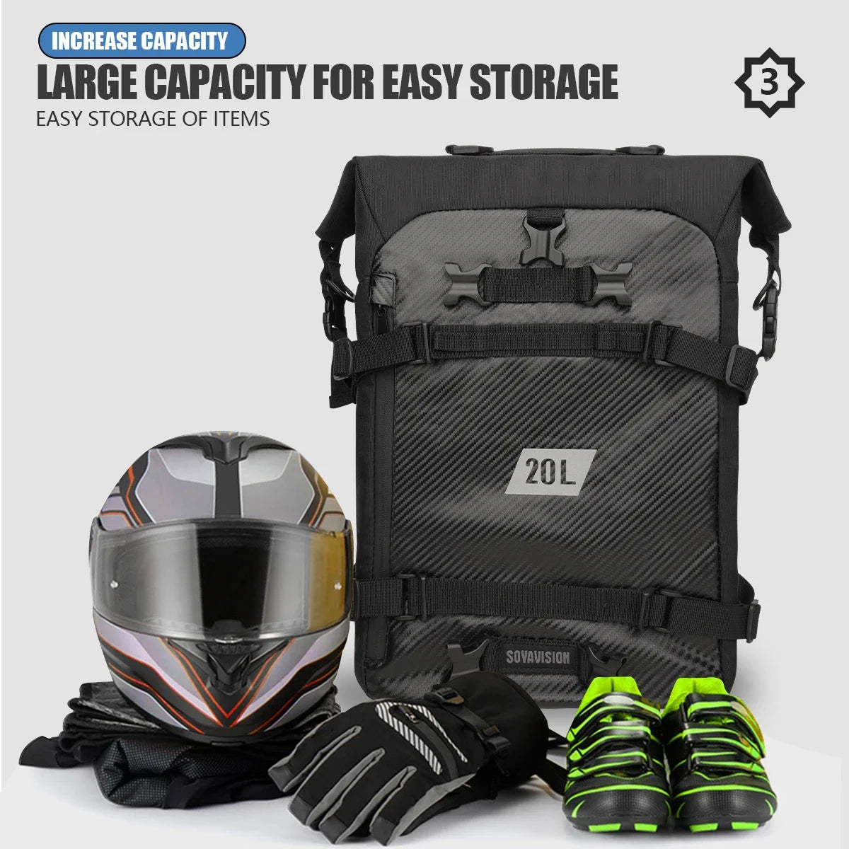 Motorcycle Backpack – Waterproof 8L–30L Cycling & Travel Bag