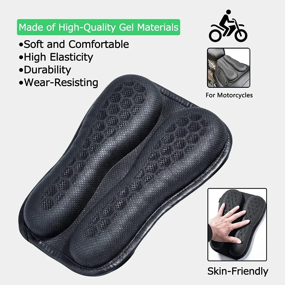 1PC Universal Motorcycle Gel Seat Cushion 3D Honeycomb Structure Breathable and Shock Absorption Pad for Comfortable Long Rides