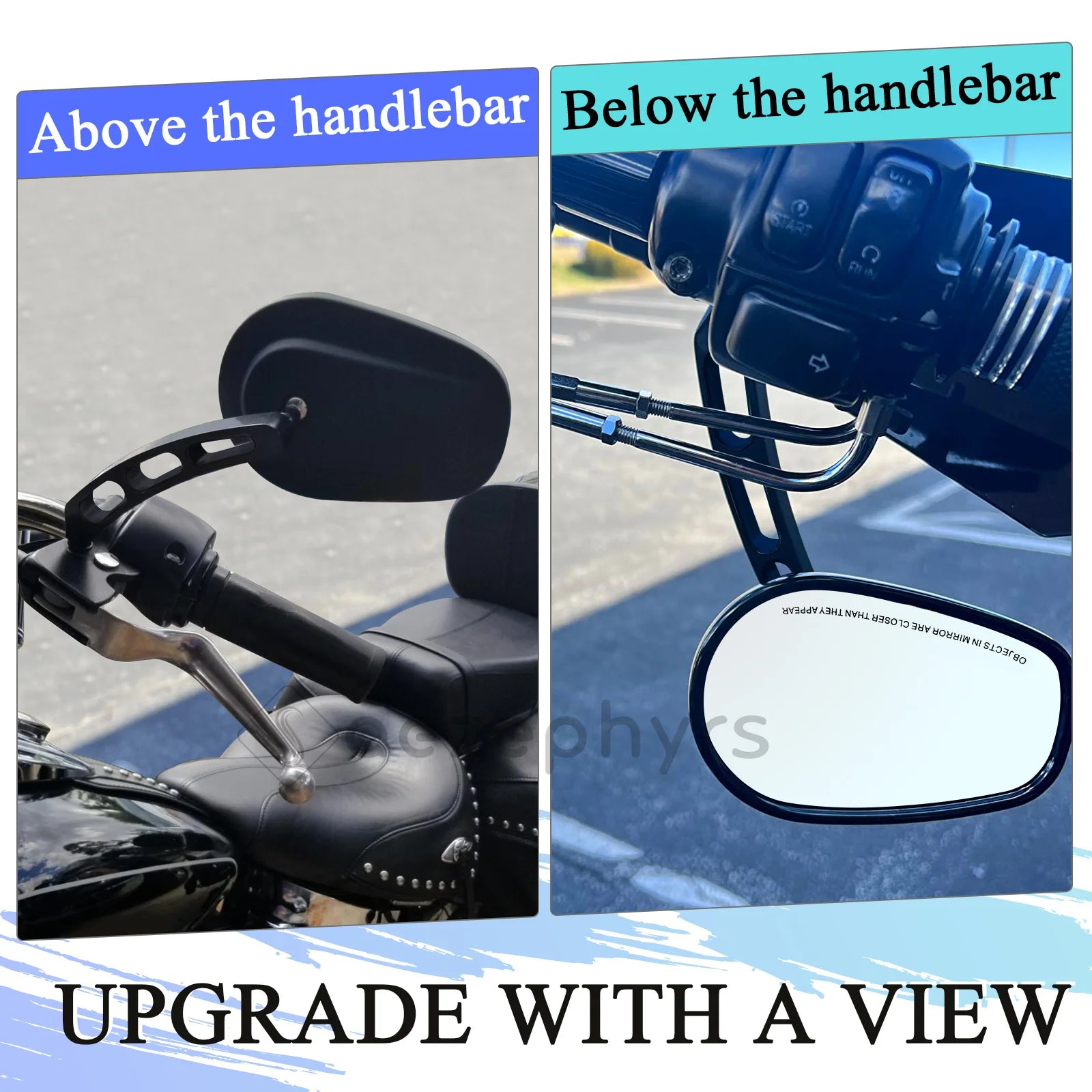 WOWTK Harley-Davidson 360° Adjustable Handlebar Rearview Mirror Pair 5/16" 24 UNF for Touring Sportster Softail Dyna Road King Electra Glide Fat Boy 1982-2026