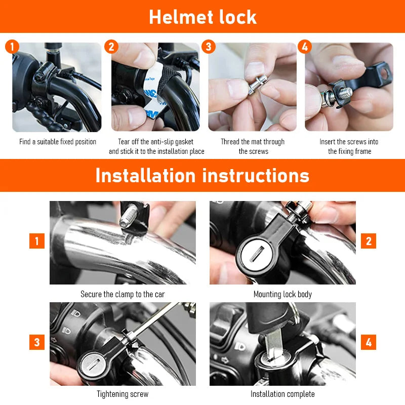Universal Motorcycle Helmet Lock Anti-Theft Bicycle Bike Anti-theft Security Fixed Lock Metal Multi-function Moto Accessories