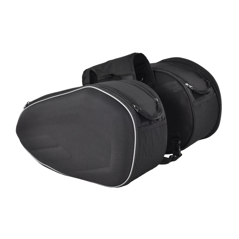 oezrefit 2PCS Universal Fit Motorcycle Pannier Bags Luggage Saddle Bags Side Storage Fork Travel Pouch Box Motorcycle Side Helmet Riding Waterproof 36L-58L with Rain Cover – Black