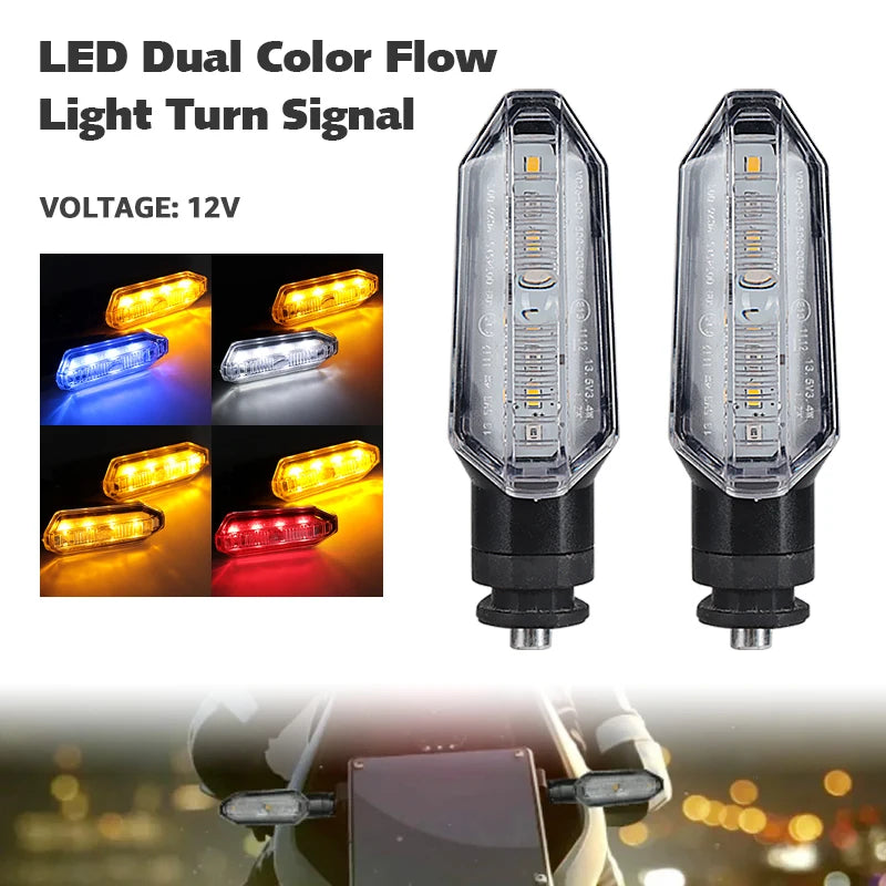 LED Turn Signal Bulbs – 12V Dual Color DRL Amber Flowing Motorcycle Light