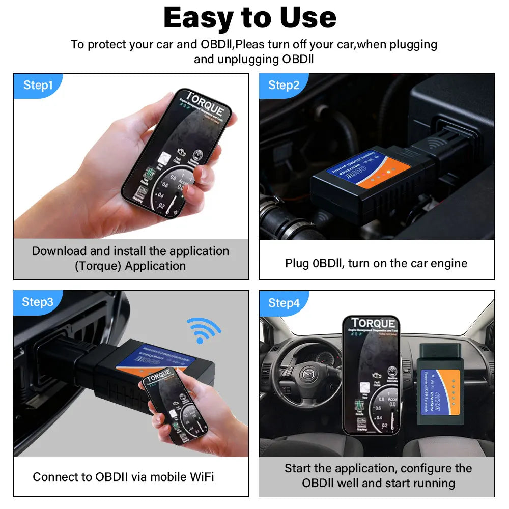 Mini ELM327 OBD2 Scanner – Bluetooth V2.1 / V1.5 / WiFi – Check Engine Code Reader – Car + Motorcycle Fault Detector – $12