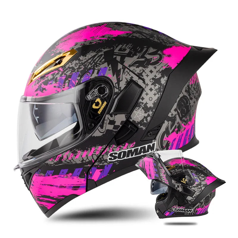 DOT Approved Modular Full Face Motorcycle Helmet – Flip-Up Dual Visor, All-Season