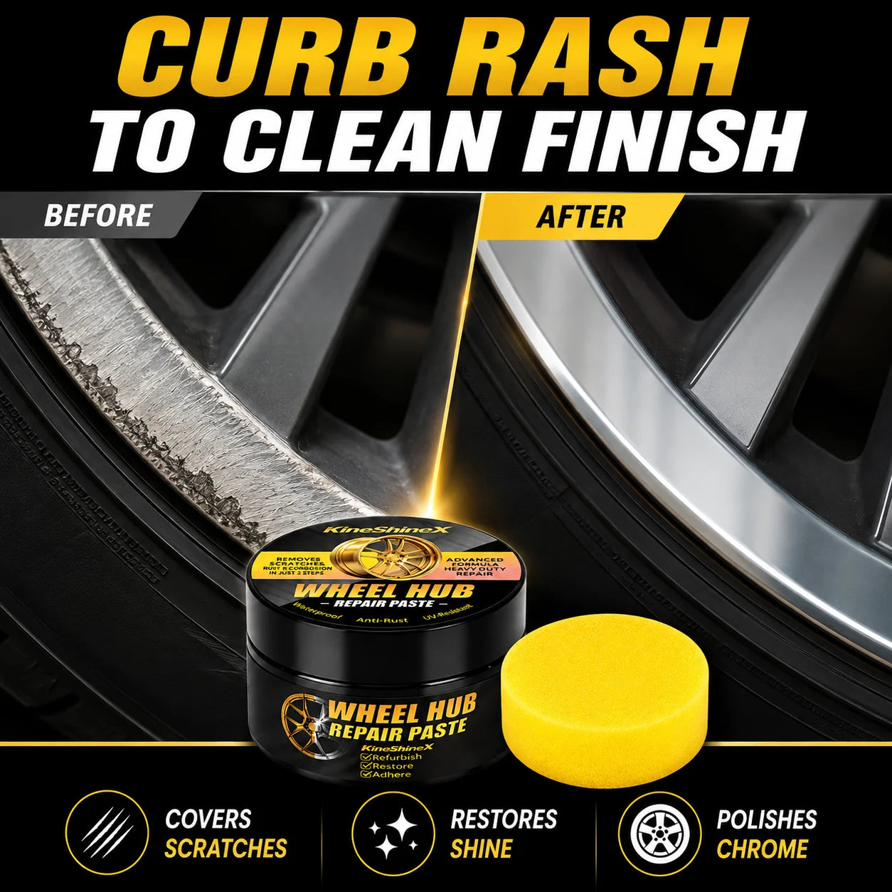 KINESHINEX Alloy Wheel Scratch Remover & Polish Paste – Rim Restoration & Shine – Metal Surface Polish – 30g – 1 / 3 / 5 / 10 Pcs – $28–112