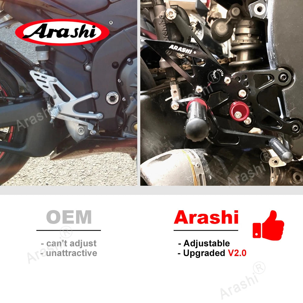 Honda CBR600RR 2003–2006 Arashi Adjustable Rear Set Foot Pegs – CNC 6061-T6 Aluminum – Black / Gold / Titanium Gray – Ships from USA – $234–$239
