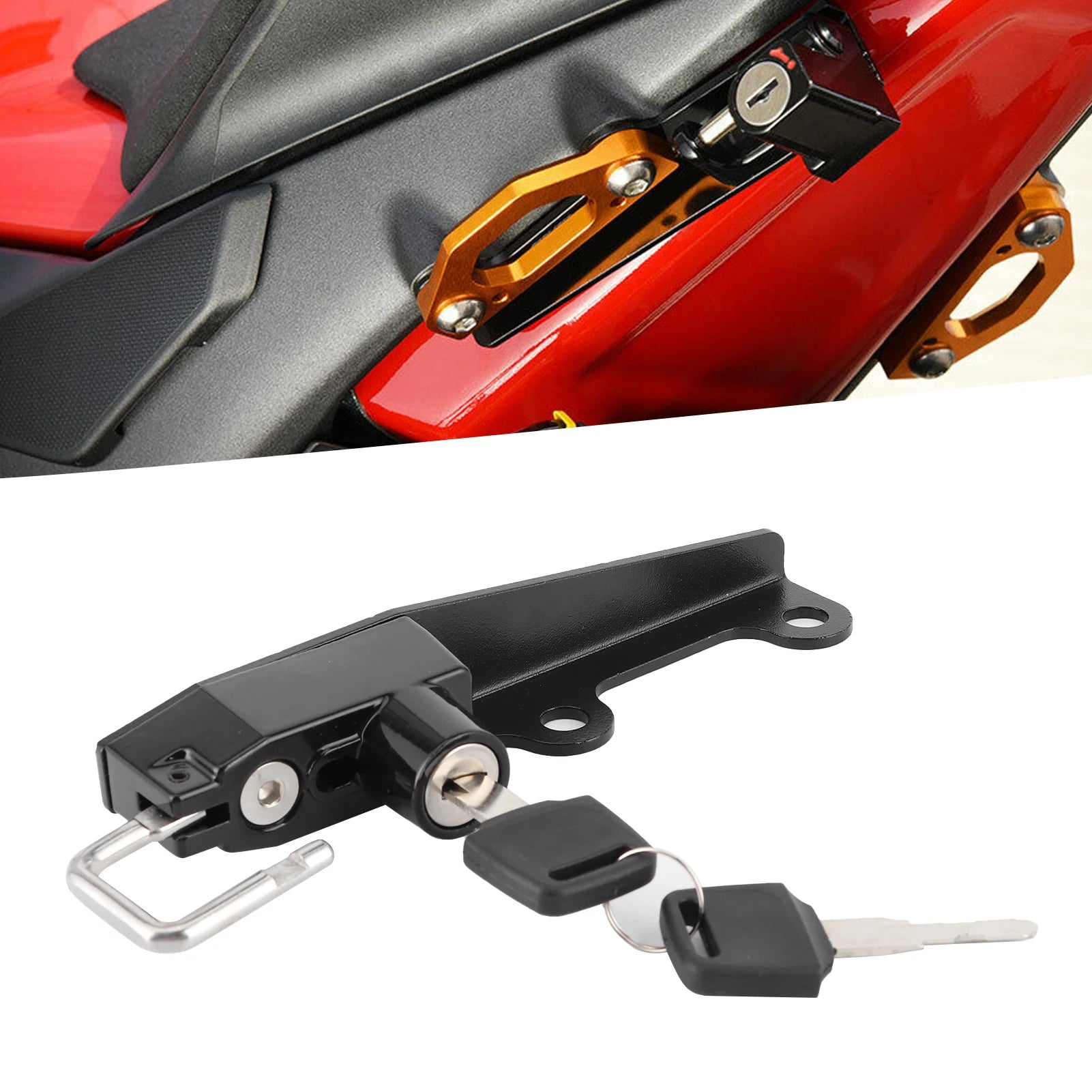 Motorcycle Helmet Lock AntiTheft Stainless Steel W/2 Keys Fit for Ducati Panigale V4/V4S 2018