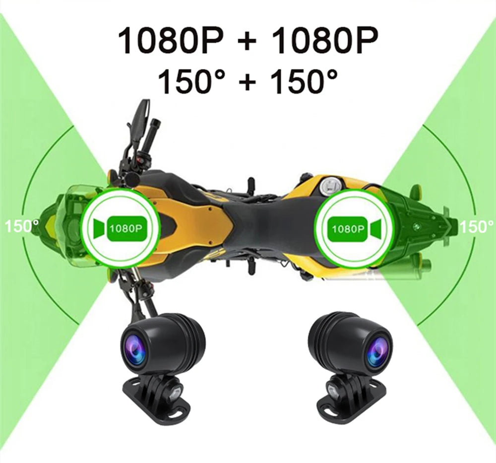 Kocam Dual 1080P Motorcycle Dash Cam IP66 Waterproof 3" IPS WiFi GPS Front Rear Motorcycle Camera DVR Black Box G-Sensor Super Capacitor Remote Control