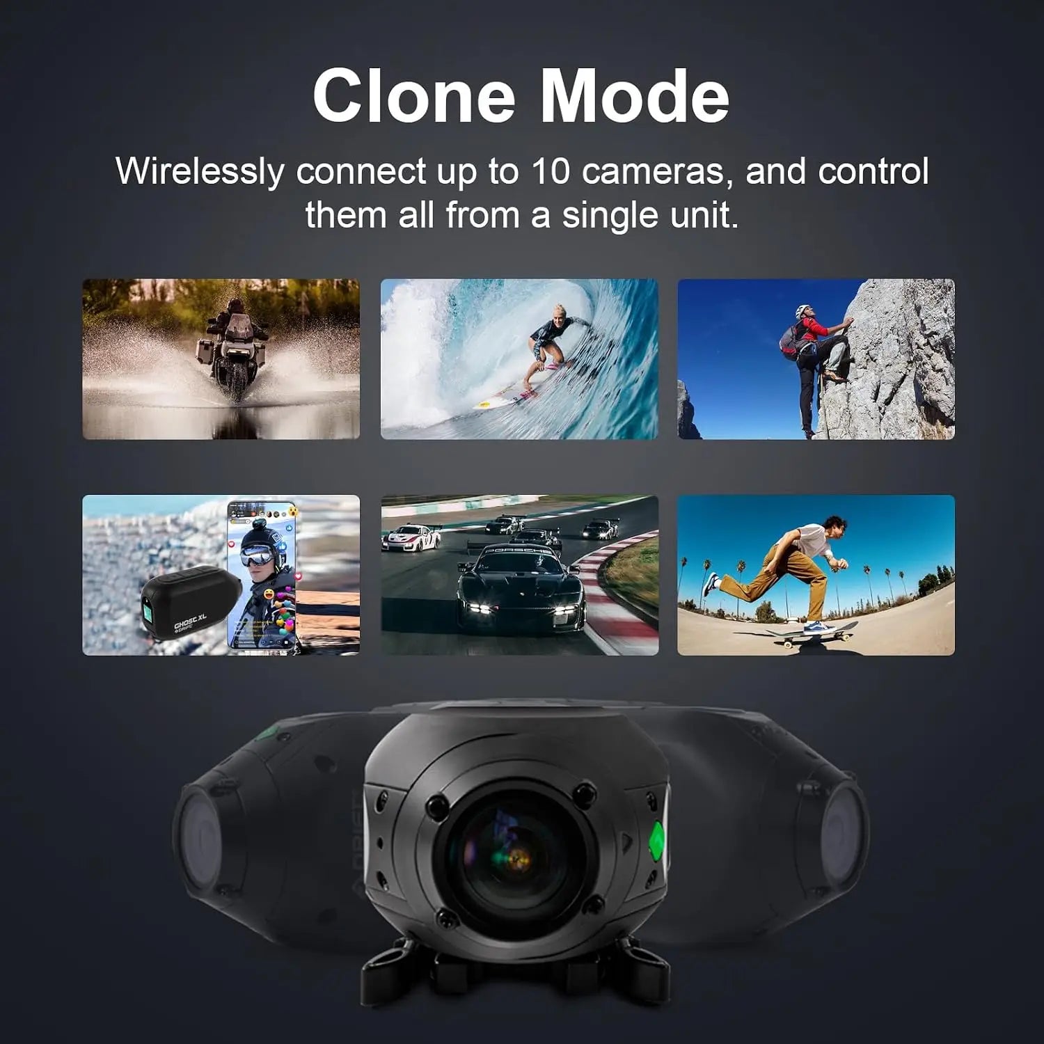 Drift Ghost XL PRO 4K WiFi IPX7 Waterproof Motorcycle Camera Helmet Cam 140° 300° Lens 3000mAh Live Stream Vlog Dash Cam Motorcycle Camera for Motorcycle Bicycle Outdoor