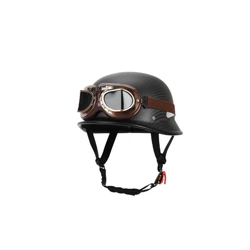 Carbon Fiber Helmets – Forged Carbon Fiber Retro Half Face Motorcycle Helmet, German-Style Lightweight Design