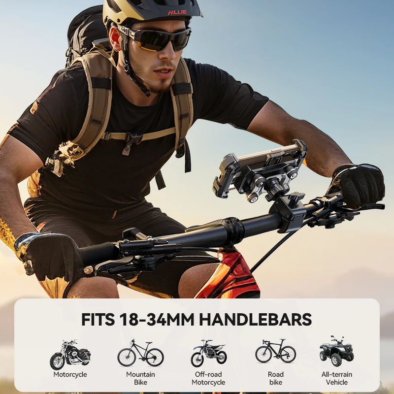 JOYROOM Anti-Vibration Motorcycle Phone Mount – 360° One-Hand Handlebar Holder for 4.7–7" Phones