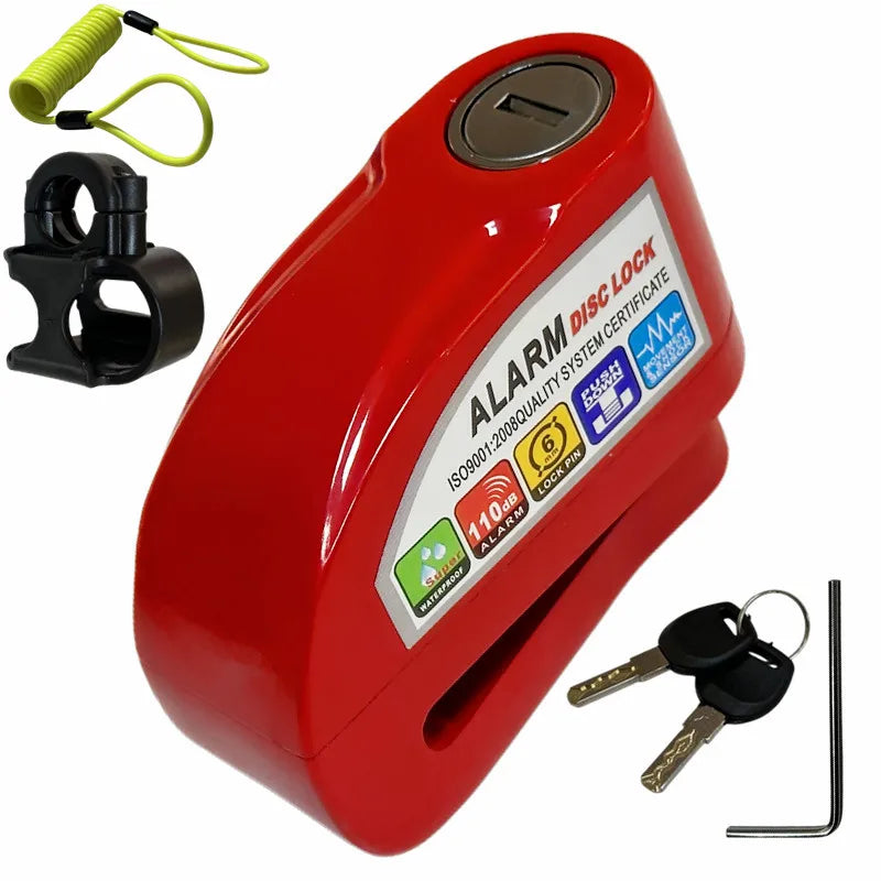 Falante Motorcycle Alarm Lock Safety Anti-Theft Disc Brake Aluminum Alloy Motorbike Bicycle Accessories – Model 8302 – 21x14x4cm – 18 Color Styles