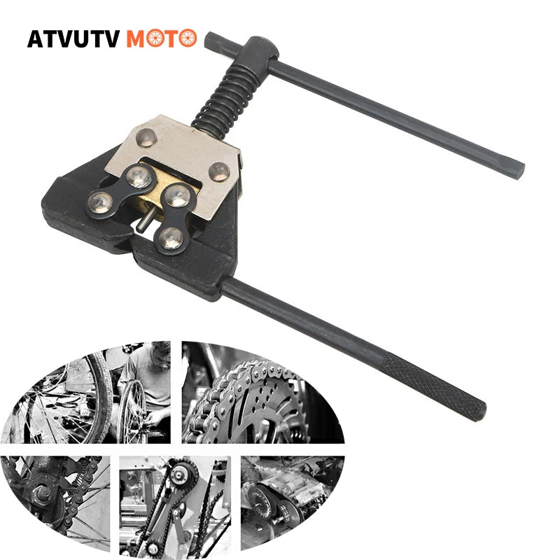 ATVUTV MOTO Chain Breaker & Riveting Tool – 420–530 + 08B/10B/08A/10A Timing Chains – ATV / Dirt Bike / Go Kart / Bicycle – Black – $14