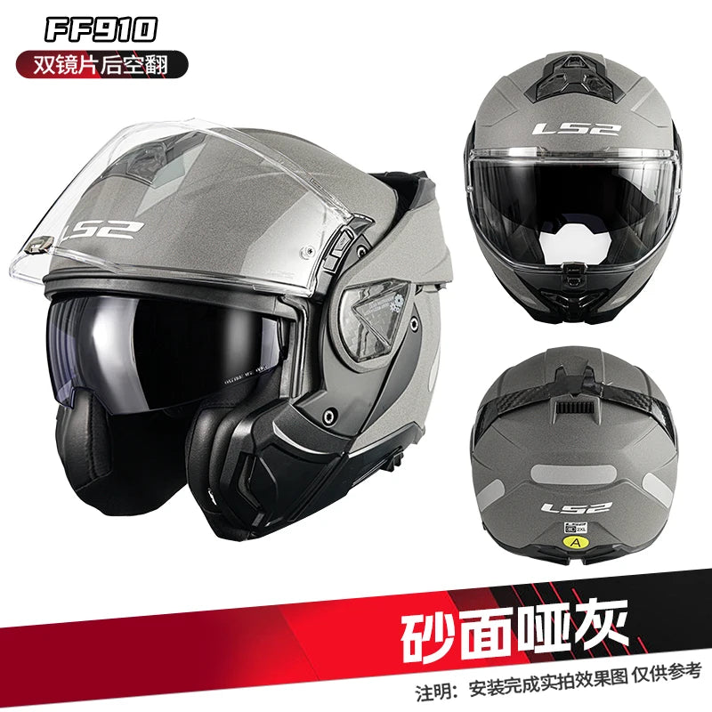 LS2 FF910 ADVANT II Modular Helmets – Flip-Up Full Face Motorcycle Helmet, Dual Visor & ECE Certified