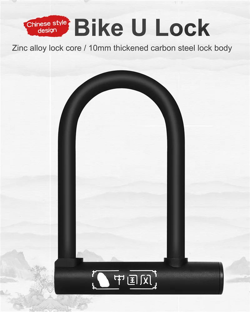West Biking Bicycle U Lock MTB Road Bike Padlock Portable Anti-Theft Safety Motorcycle Scooter Cycling Lock Bicycle Accessories – Classic-046 Carbon Steel Zinc Alloy 18x13cm Black
