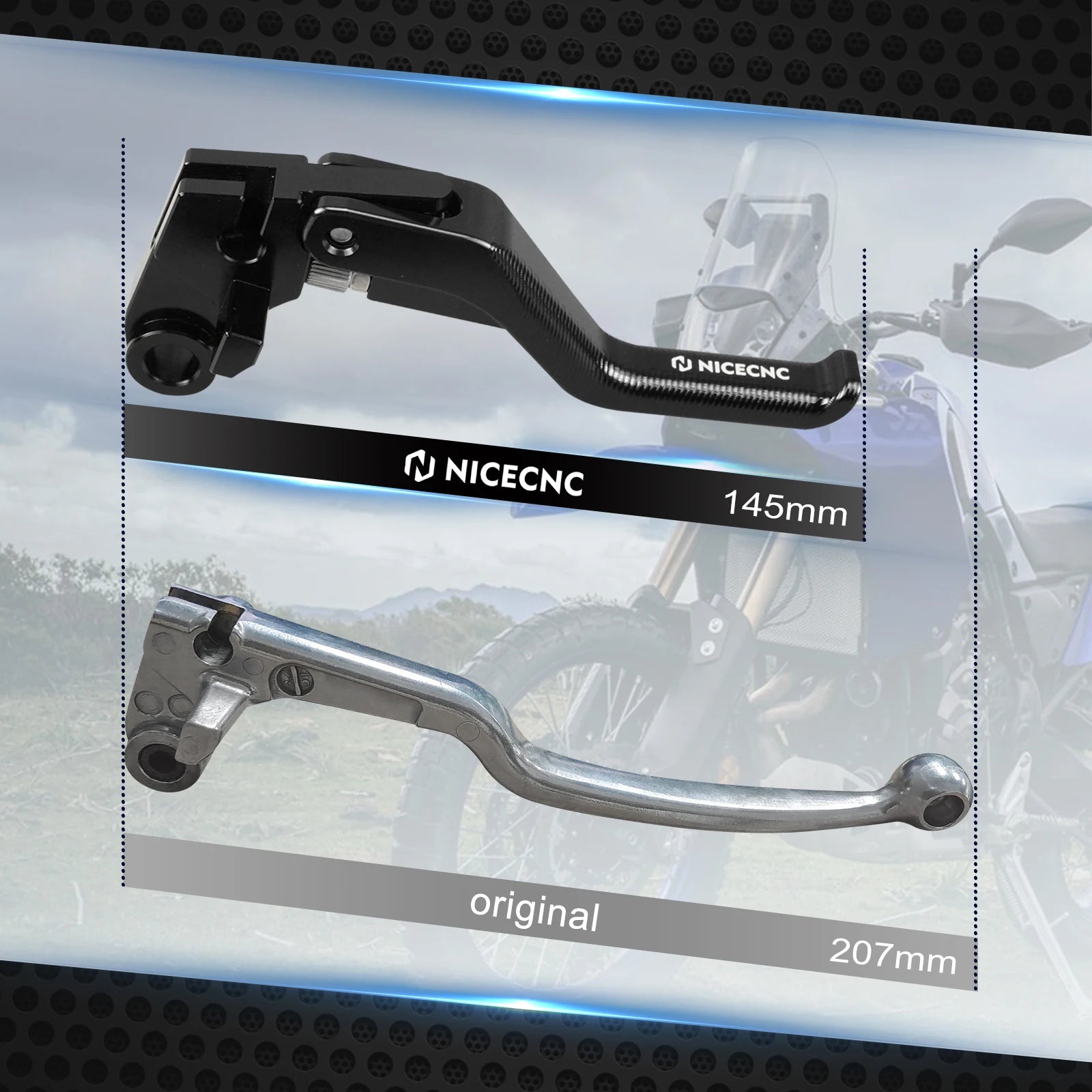Yamaha Ténéré 700 / XTZ700 2019–2024 / XSR700 / MT-07 NICECNC Shorty Brake Clutch Lever & Clutch Arm – CNC 6061-T6 Aluminum – Blue / Black – $44–$167