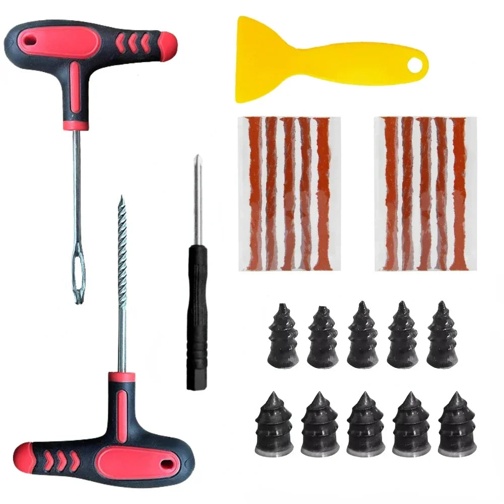 Motorcycle Tire Repair Kit – 19 / 24 / 39pcs Puncture Plug Tool Set – Car Motorcycle – $14