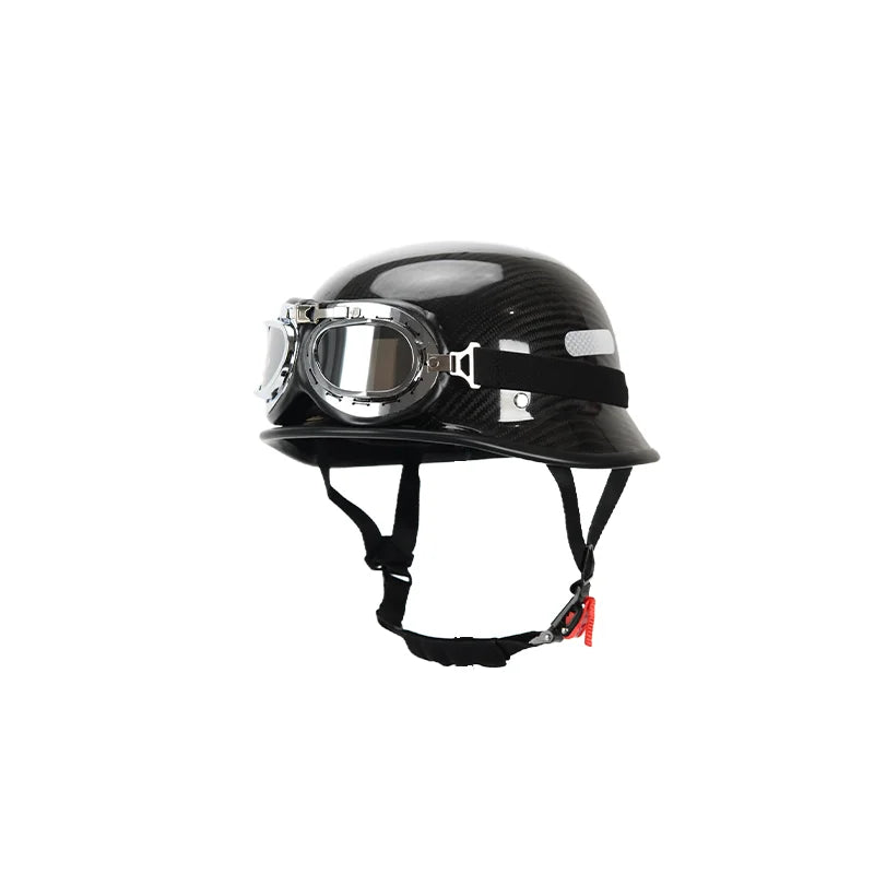 Carbon Fiber Helmets – Forged Carbon Fiber Retro Half Face Motorcycle Helmet, German-Style Lightweight Design