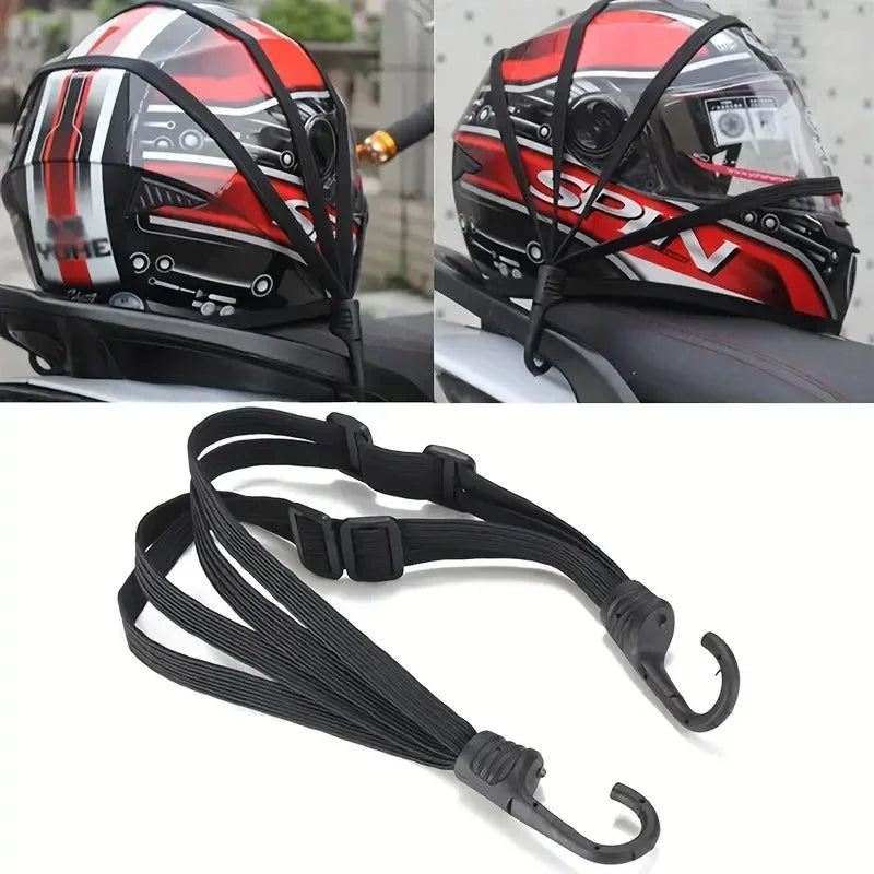 Motorcycle Helmet Cargo Net with 2 Hooks Heavy Duty Elastic Bungee Cord for Bike Luggage Back Seat Bag Holder Electric Scooter