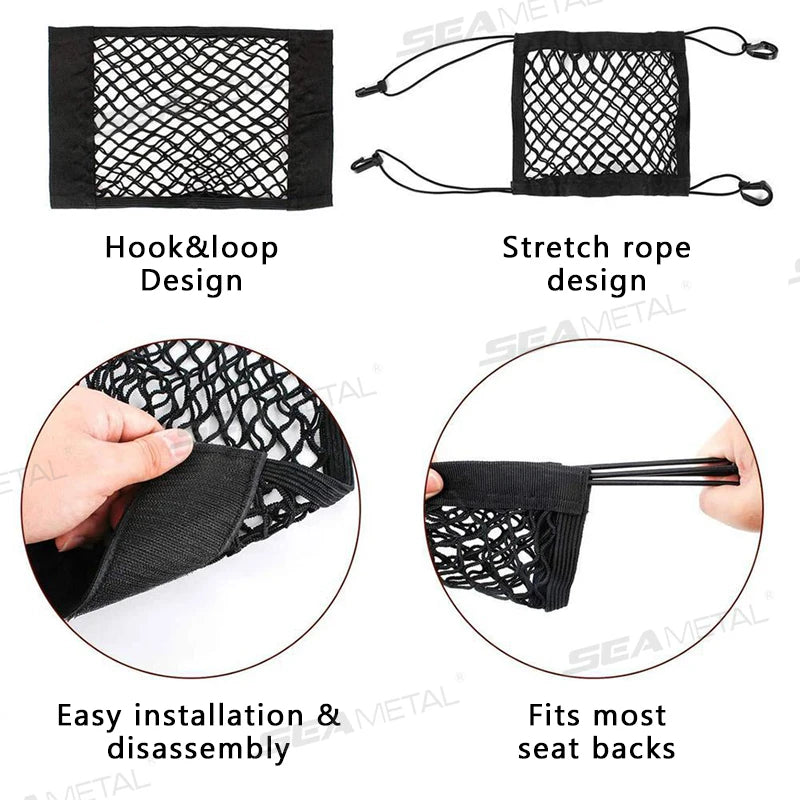 SEAMETAL Motorcycle Cargo Net High Elastic Double/Three Layer Motorcycle Net for Helmet Storage Cargo Luggage Net with Hooks