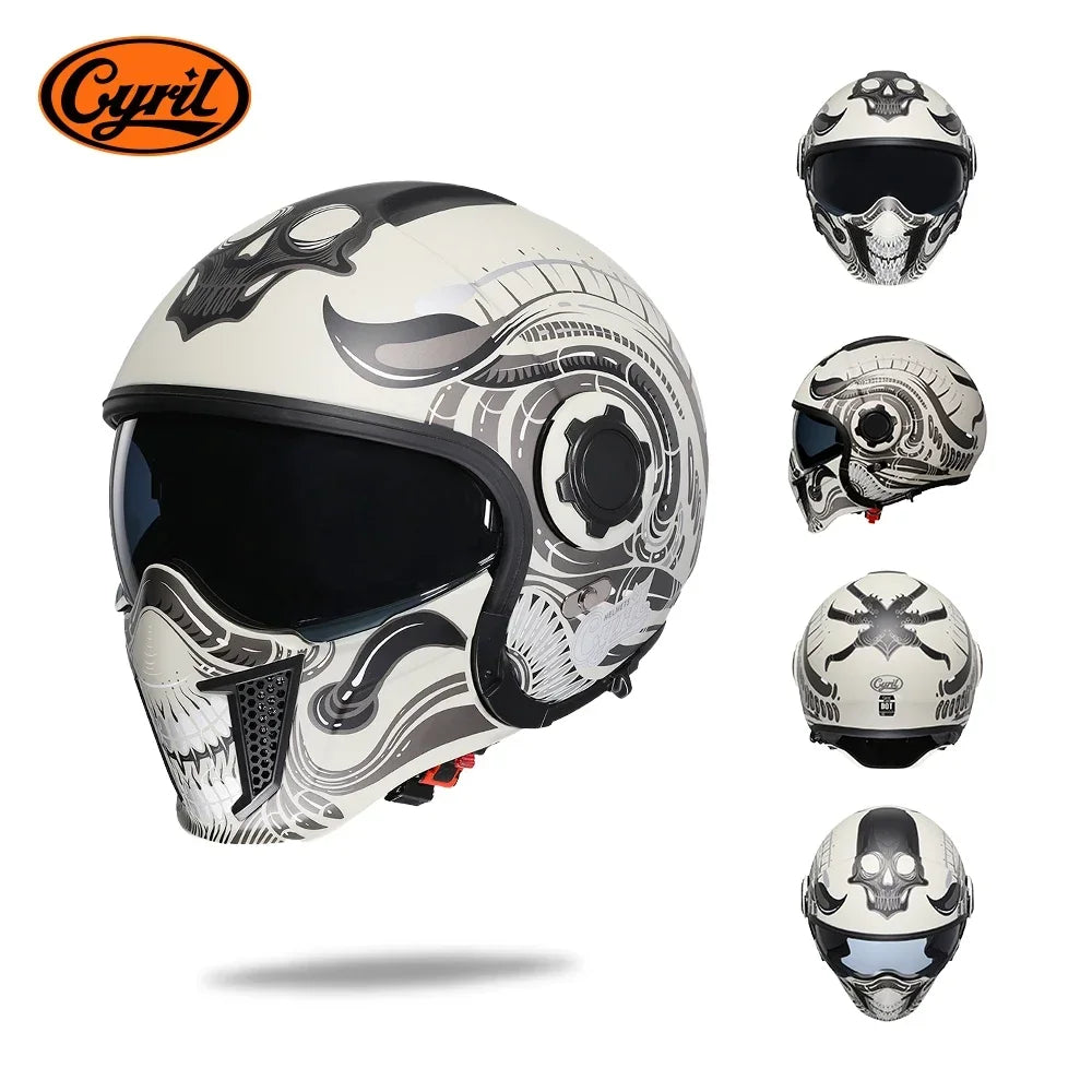 Retro Modular Helmet with DOT and ECE Approval
