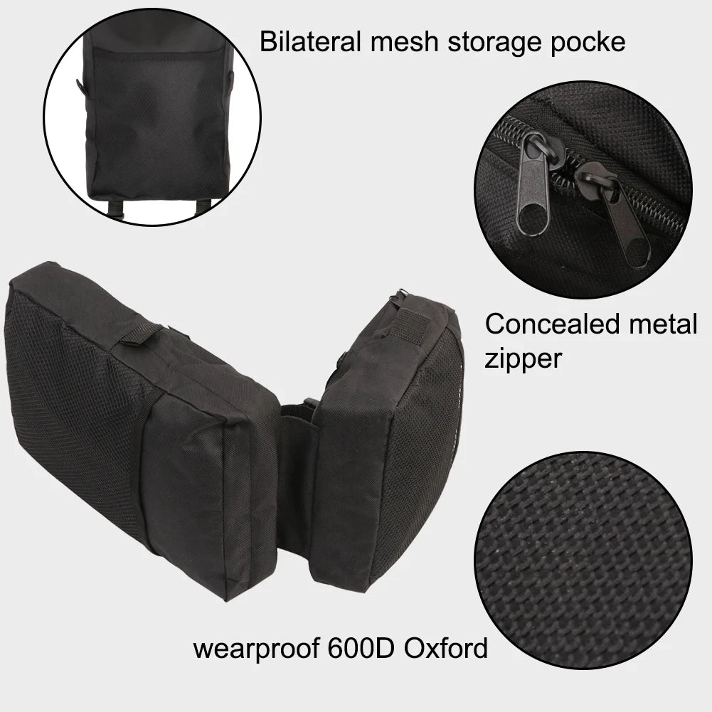 1 Pair Motorcycle Black Saddlebag ATV Fender Bags ATV Tank Saddle Bags Cargo Storage Hunting Bag Tank Bag – 600D Polyester Waterproof Integrated Straps