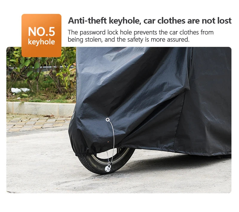 Thick Oxford Motorcycle Waterproof Cover Universal Outdoor Protection Dust Motorbike Rain Cover Sunshade Dustproof UV Protective – Reflective Aluminum Foil Nano Lining Cotton Velvet Black XL-4XL