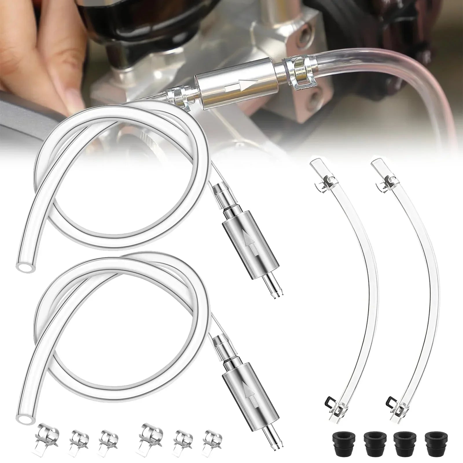 Brake Fluid Bleeder Hose Kit with One-Way Check Valve – Non-Return Brake Bleeding Tube with Hose Clamps – Brake Bleeding Tools for Car Motorcycle Vehicle – 1 / 2 Set – $14
