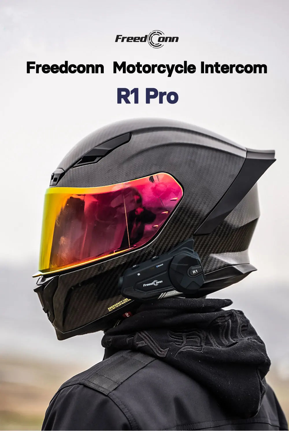 FREEDCONN R1 Pro Motorcycle Bluetooth Intercom – 6-Rider 2K Dash Cam
