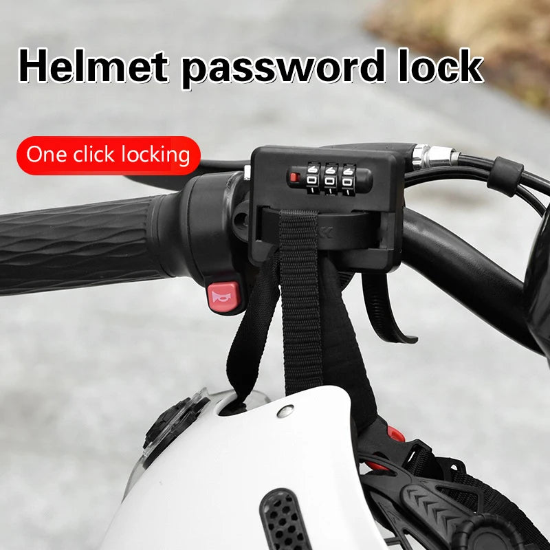 Multi-Use Motorcycle Bicycle Helmet Lock Waterproof Anti-Theft Password Cable Lock Hook for Scooter Cycling Accessories – 3-Digit Adjustable Cable Tie 18cm Zinc Alloy Black