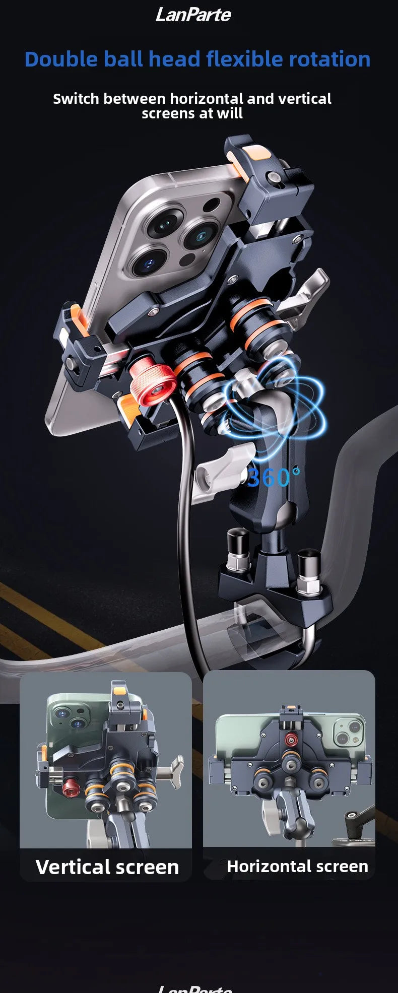 Metal Shockproof Motorcycle Phone Holder 4 Vibration Dampener 15W Wireless Charger Fast Charging Motorbike Bicycle Bike Stand