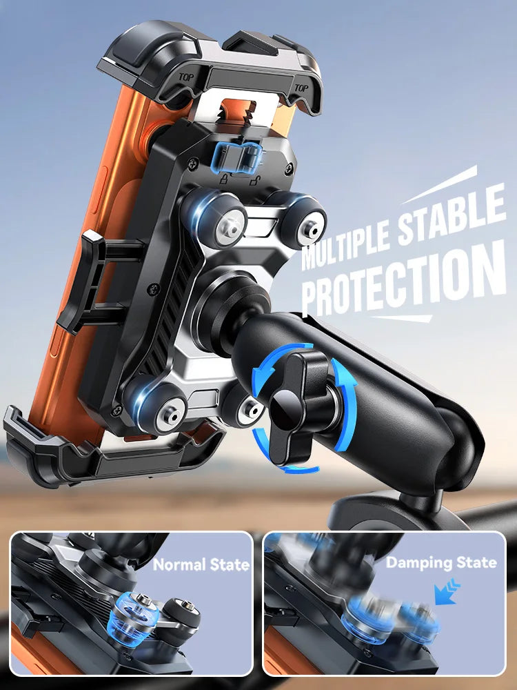 JOYROOM Anti-Vibration Motorcycle Phone Mount – Universal Holder with Vibration Dampener for Bikes, Scooters & ATV/UTV