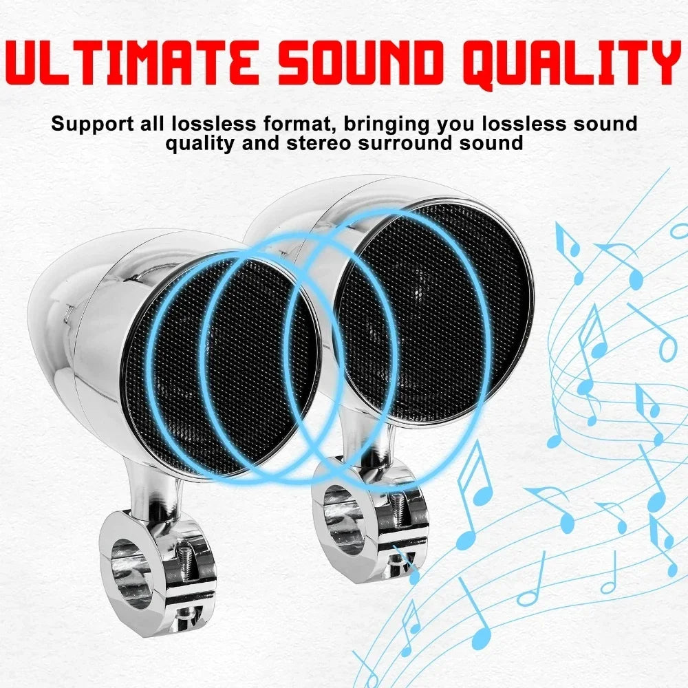 Motorcycle Speakers – 3-Inch High-Power Bluetooth Audio with Remote Control
