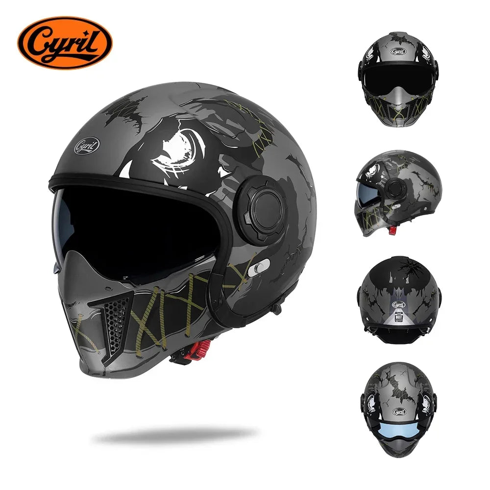 Retro Modular Helmet with DOT and ECE Approval