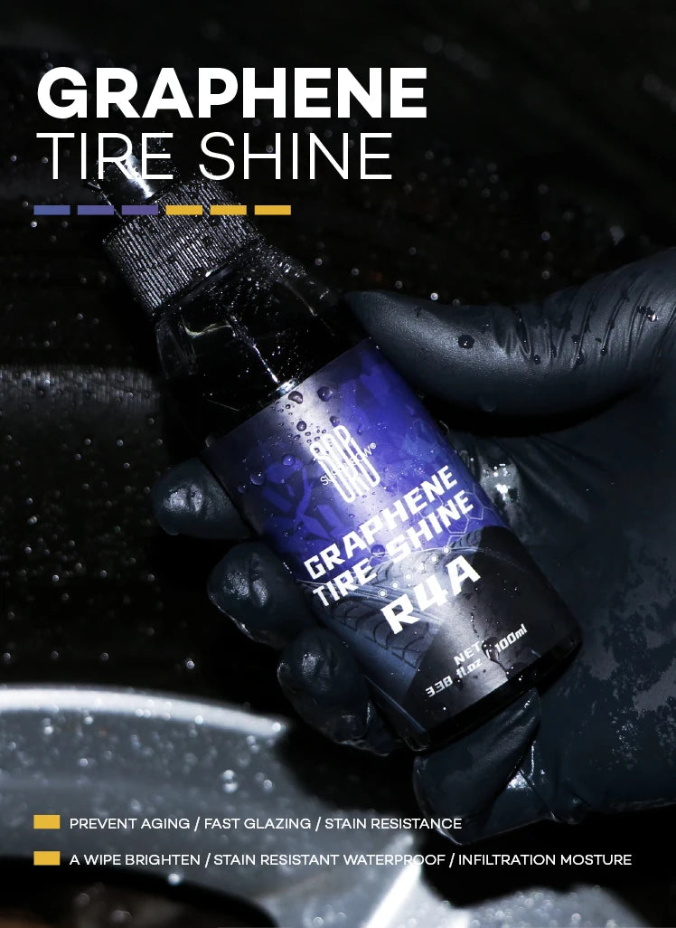 Graphene Acrylic Tire Shine Spray Coating – No Sling Long-Lasting Deep Black UV Protection Dirt Repellent – 100ml / 473ml – $10–42