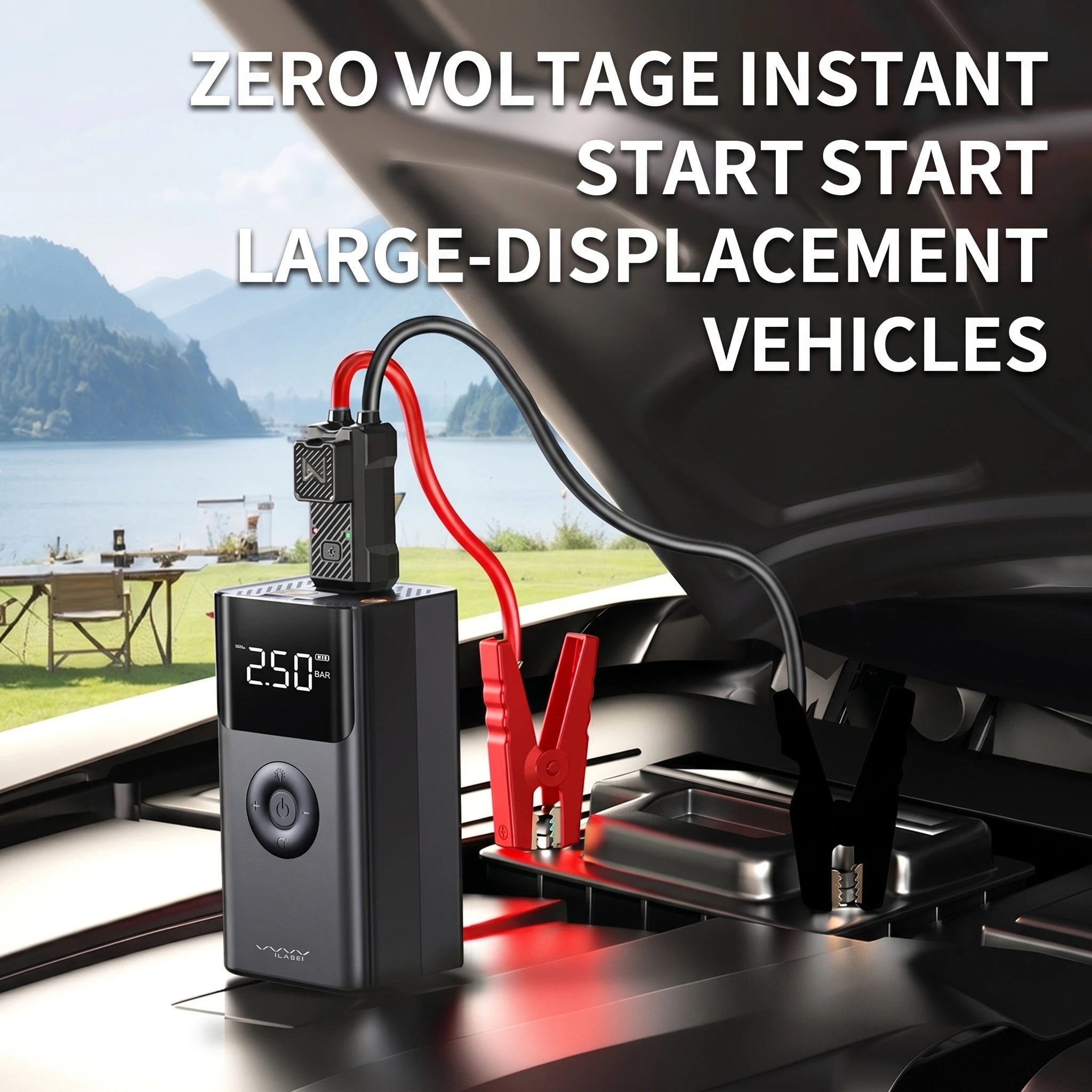 BASEUS QS003 Plus 4-in-1 Jump Starter – 12V 1000A with 150PSI Air Compressors, LED Light & Power Bank