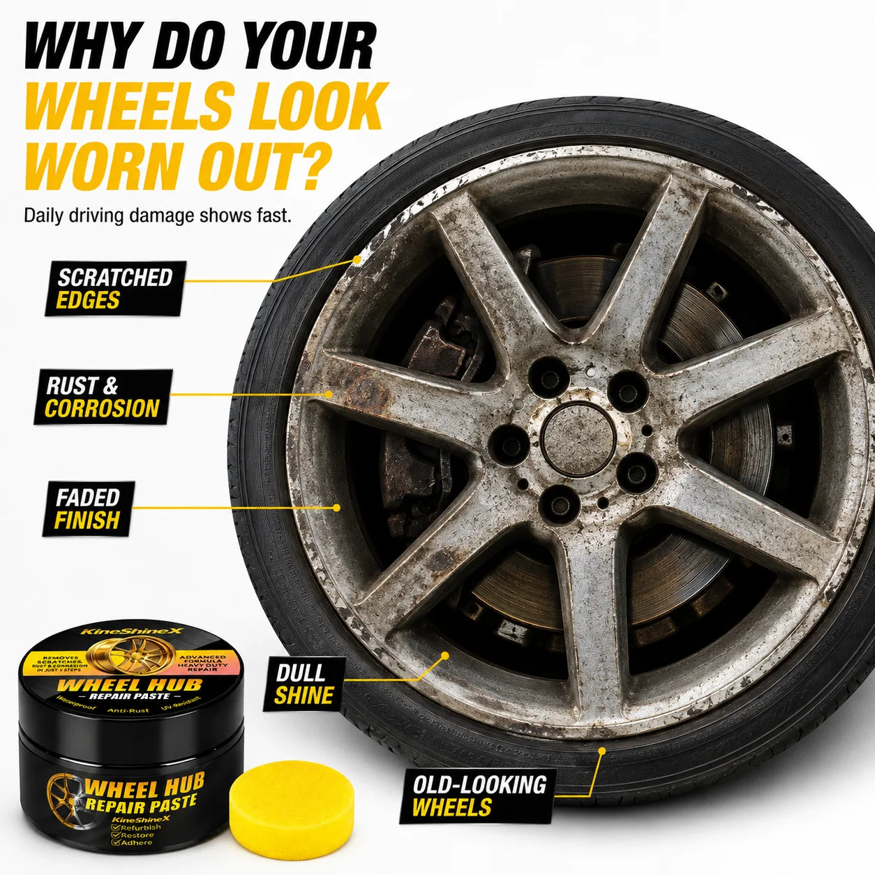 KINESHINEX Alloy Wheel Scratch Remover & Polish Paste – Rim Restoration & Shine – Metal Surface Polish – 30g – 1 / 3 / 5 / 10 Pcs – $28–112