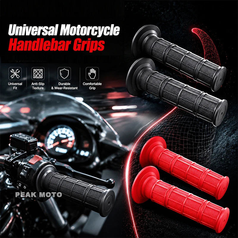 fastcozy Universal Motorcycle Handlebar Grips 7/8" Left 22mm Right 24mm Non-Slip Soft Rubber Modification Moto Handles for Honda Suzuki Ducati Benelli Dirt Bike Motocross – 7 Colors (1 Pair)
