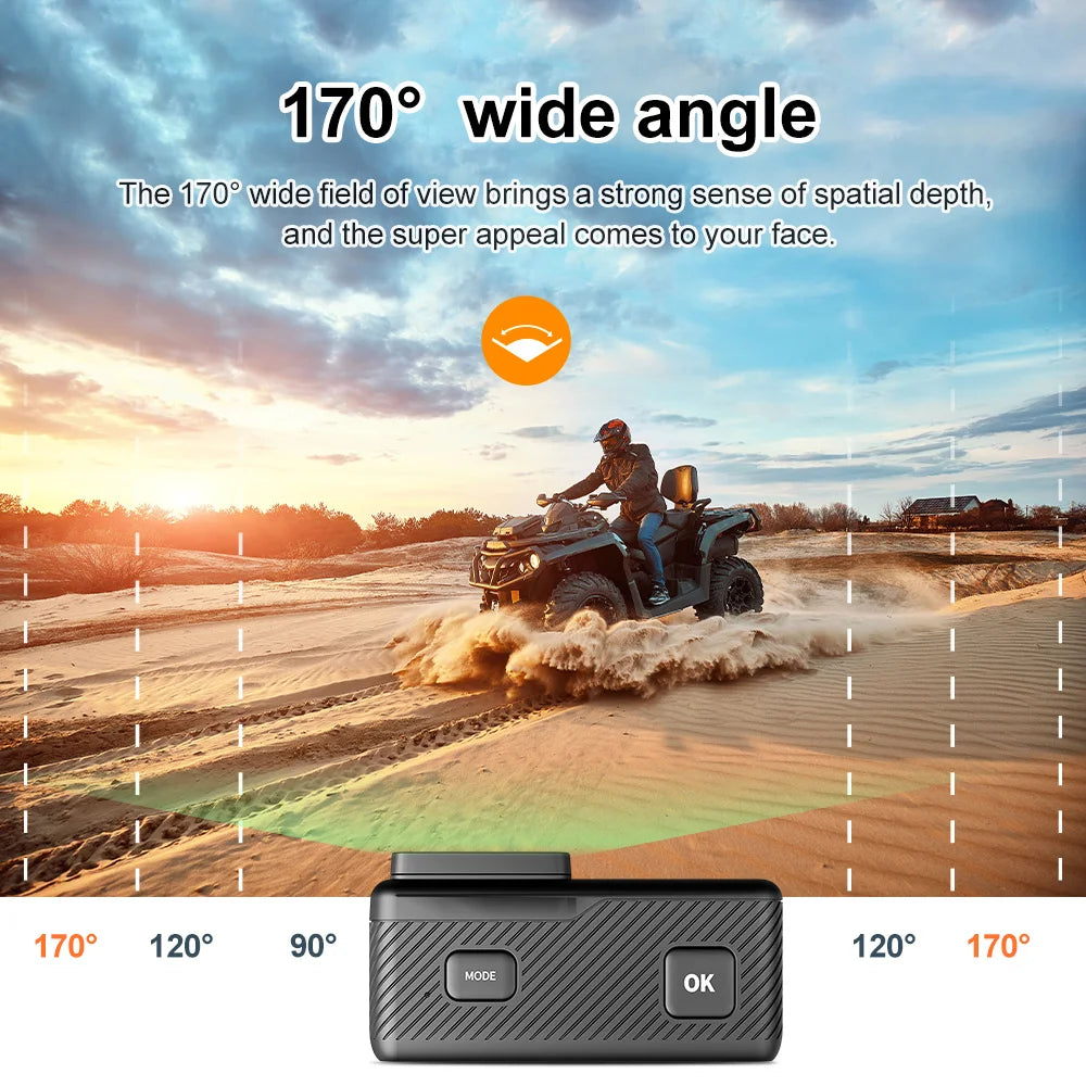 OURLIFE 5K Action Camera 4K60FPS 48MP Sony Sensor 2.0" Touch Screen WiFi EIS 170° Wide-Angle 30M Waterproof Remote Control Sports Camera for Bicycle Motorcycle Diving Outdoor
