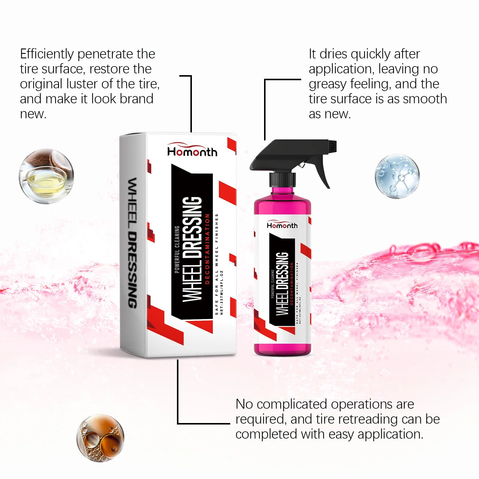 Professional Wheel Cleaner & Alloy Rim Spray 237ml – Brake Dust Remover Tire Renovator Long-Lasting Shine – 1pc / 2pc / 3pc / 4pc – $12–55