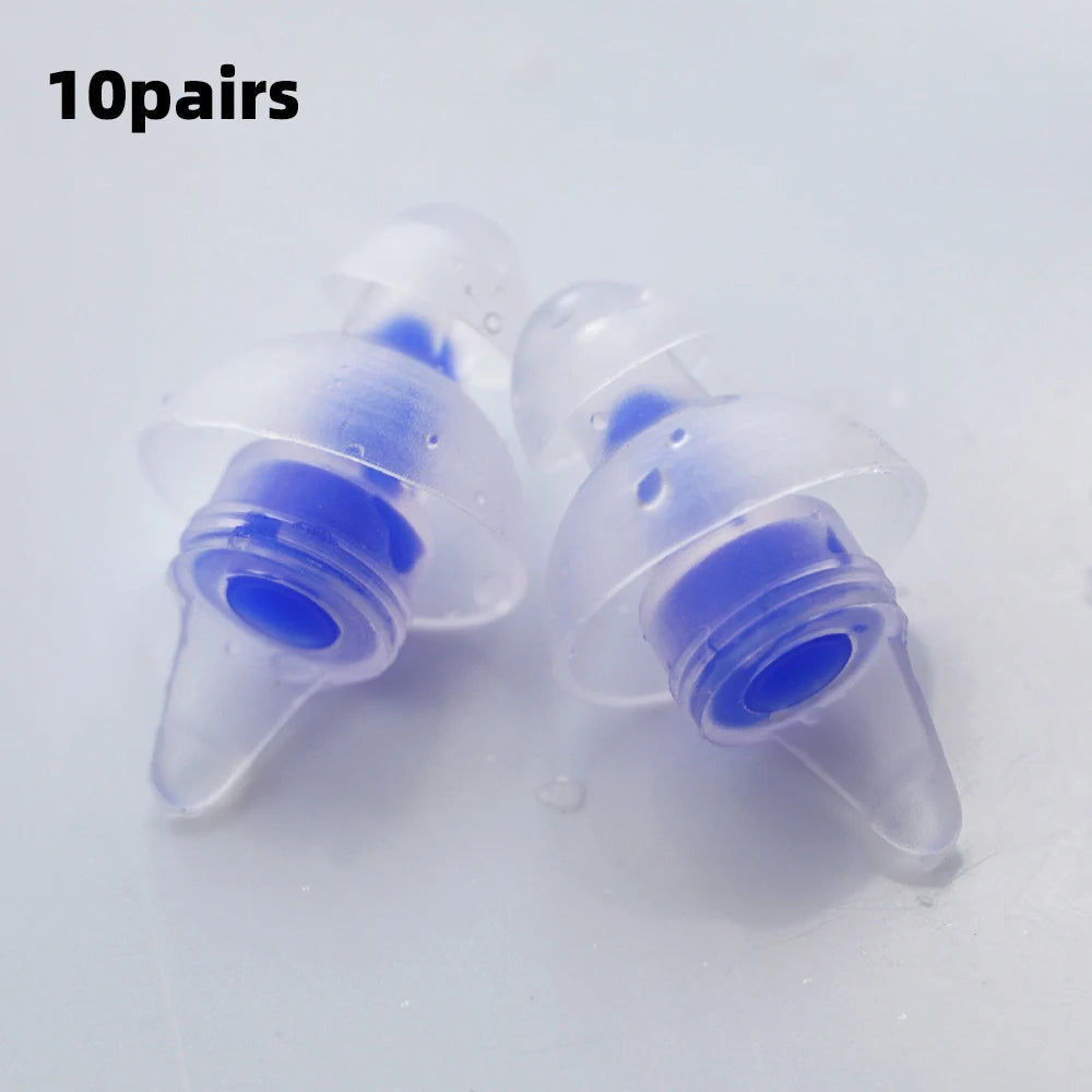 HUAK HUAK-04 / HUAK-05 Reusable High-Fidelity Concert Silicone Ear Plugs Noise Cancelling Musicians Motorcycles Sleeping Work Study Swim – CE Certified – Single or 10-Pair Bulk – Purple Red Blue Black White
