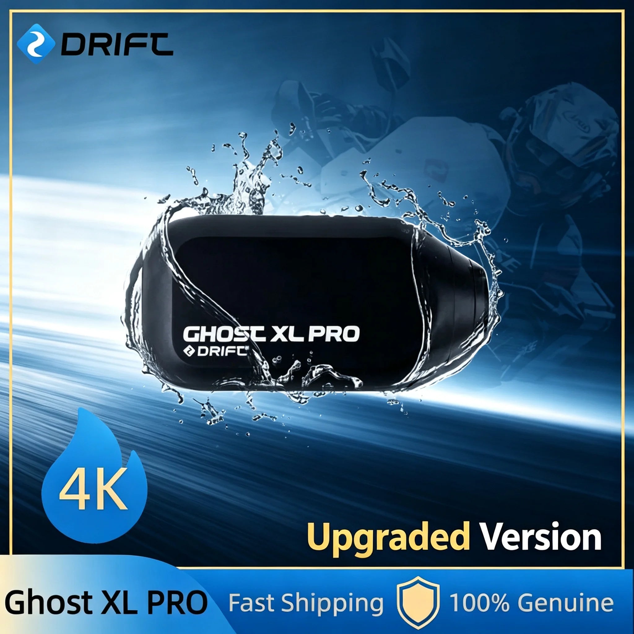 Drift XL PRO 4K WiFi IPX7 Waterproof Motorcycle Camera Helmet Cam 140° Wide Angle Live Stream Vlog Action Motorcycle Dash Cam DVR for Motorcycle Bicycle Bike Outdoor