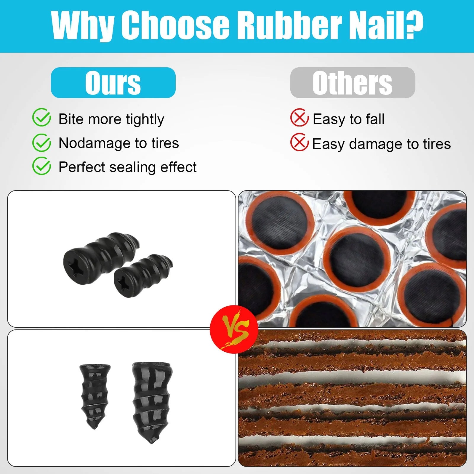 60pcs Rubber Screw Tire Repair Nails with Screwdriver and Storage Box – 2 Sizes – Car Motorcycle Truck Bike – $18