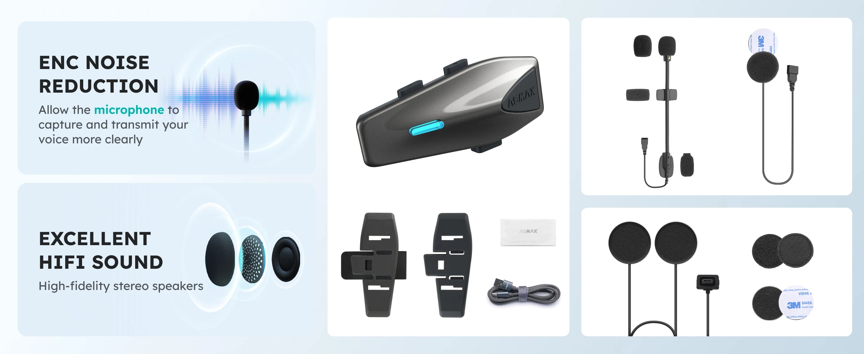 ASMAX S1 Motorcycle Bluetooth Intercom – 8-Rider Communication Headset