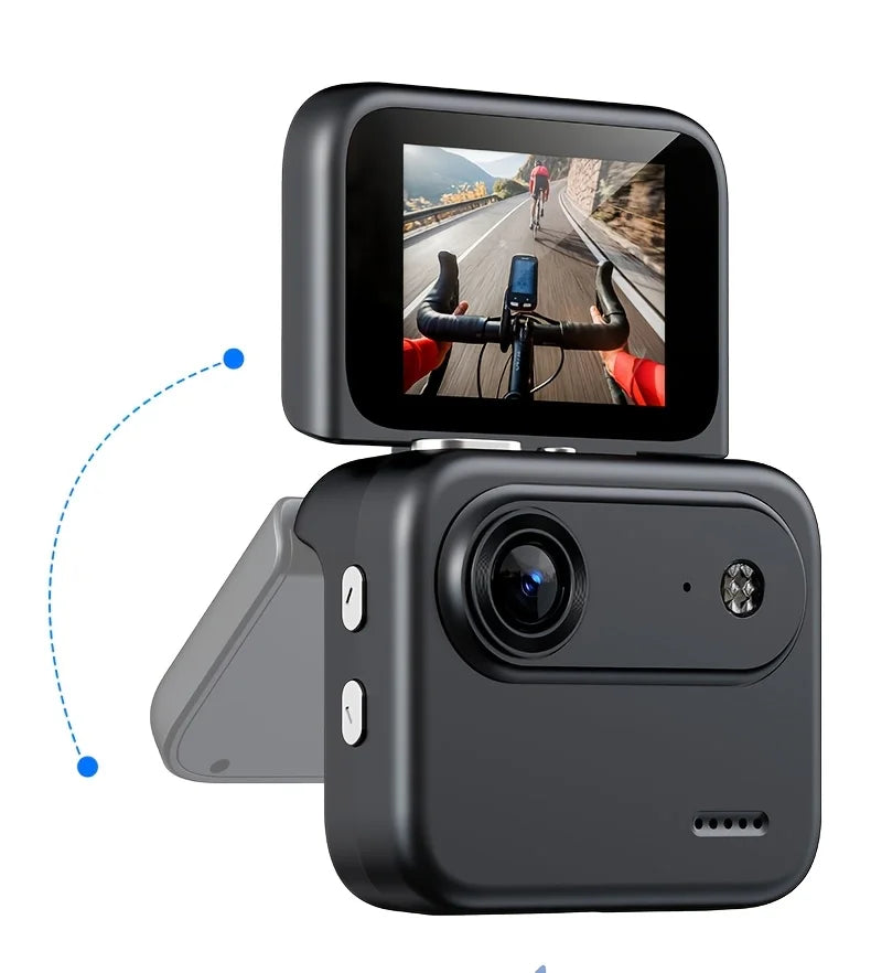 4K HD Flip Screen Thumb Action Camera 20MP Sony Sensor Anti-Shake Wide-Angle Vlog Cycling Camcorder 32GB USB Charging Lightweight Portable POV Camera for Outdoor Travel Cycling