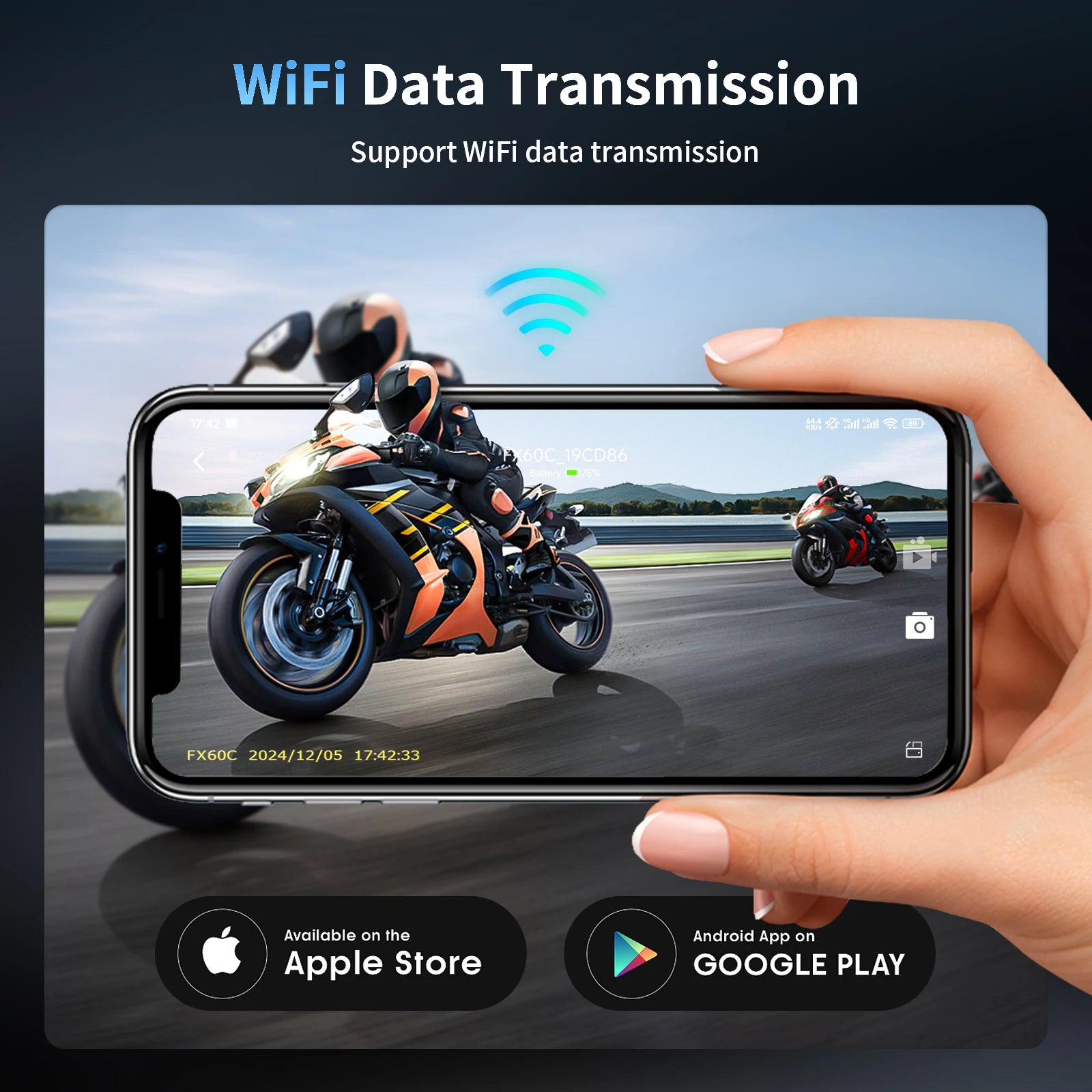 Fodsports FX60C Motorcycle Bluetooth Intercom – 4K Camera & 10-Rider