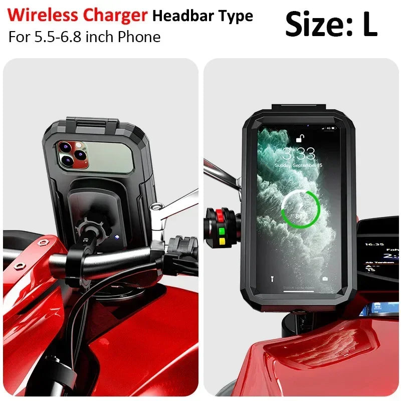 Motorcycle Wireless Charger Holder QC 3.0 Fast Charging Motorbike Phone Waterproof Cellphone Stand For iPhone 17 16 15 Samsung