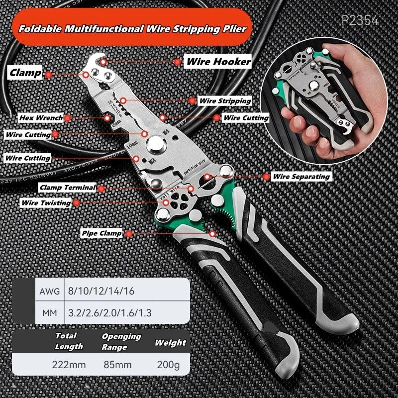NIUXIANG Multifunctional Foldable Wire Stripper Crimper Cutter Pliers – Motorcycle Electrical Circuit Repair – $9