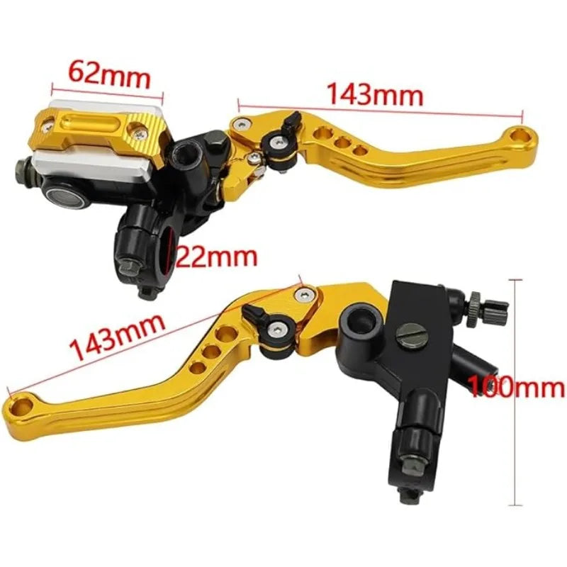 Universal 22mm Hydraulic Brake Master Cylinder & Clutch Lever Full Kit – CNC Aluminum – Honda / Yamaha – 6 Colors – $37–$42